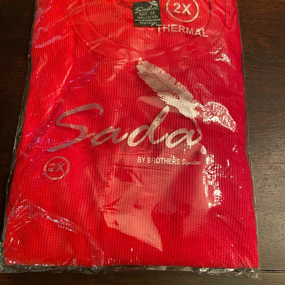 Gildan Red Thermal Long Sleeve Shirt